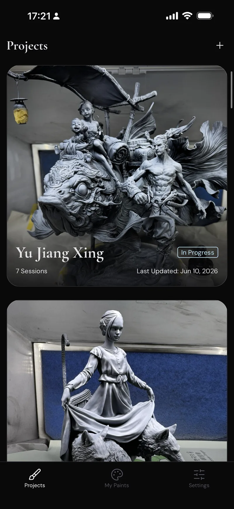 Projects list showing Yú Jiāng Xíng, an in-progress project